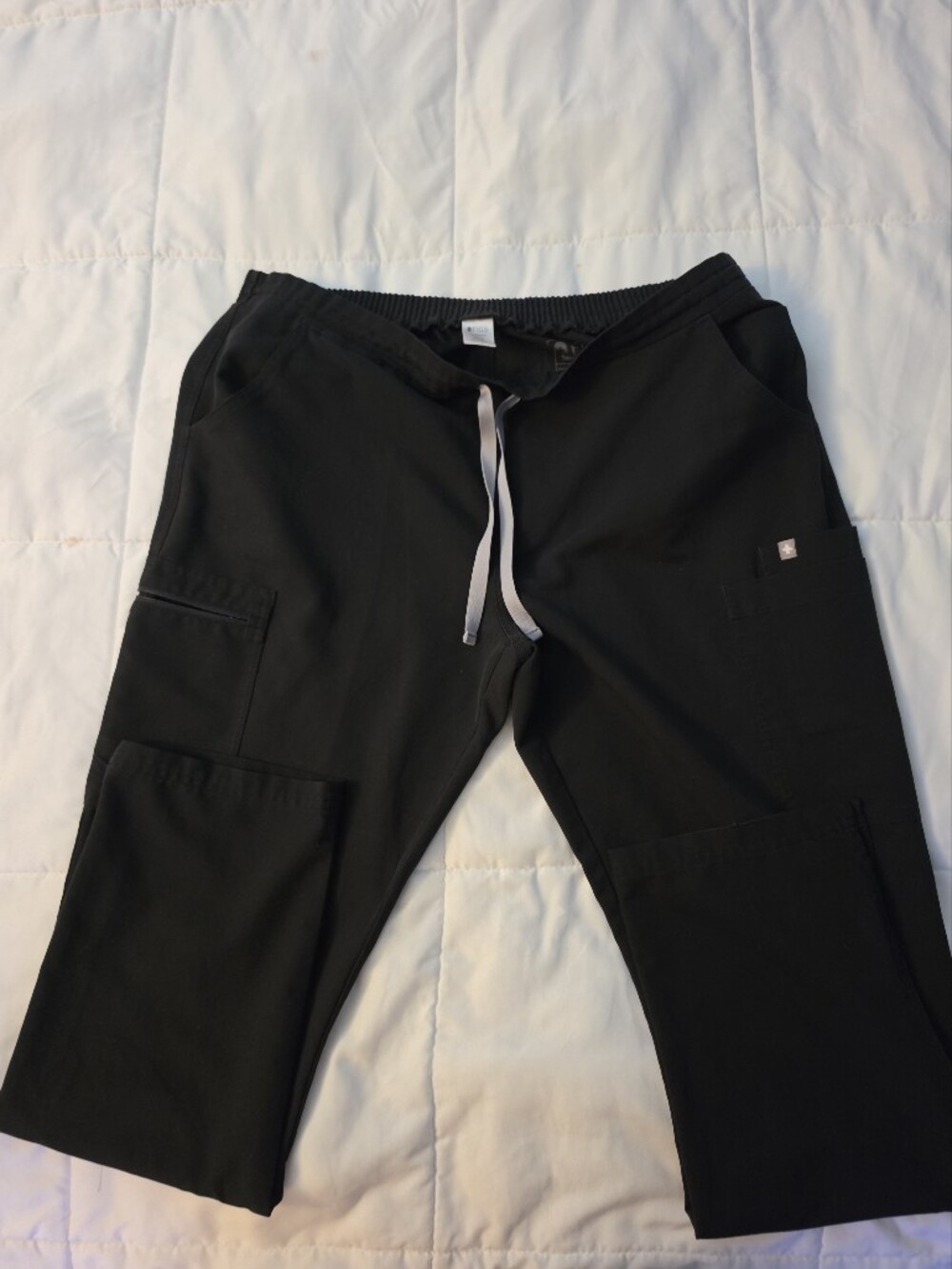 Figs Black Scrub Pants with Straight Legs.